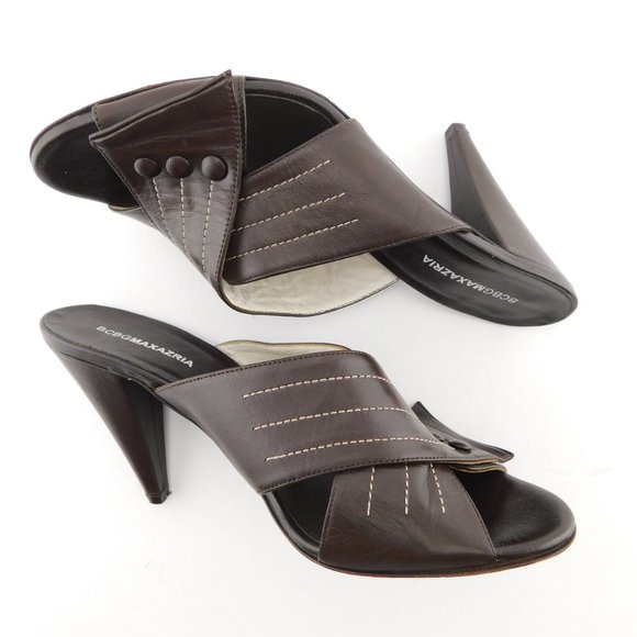 BCBG MAXAZRIA Brown Crisscross Slide Sandals 8.5 - Picture 5 of 8